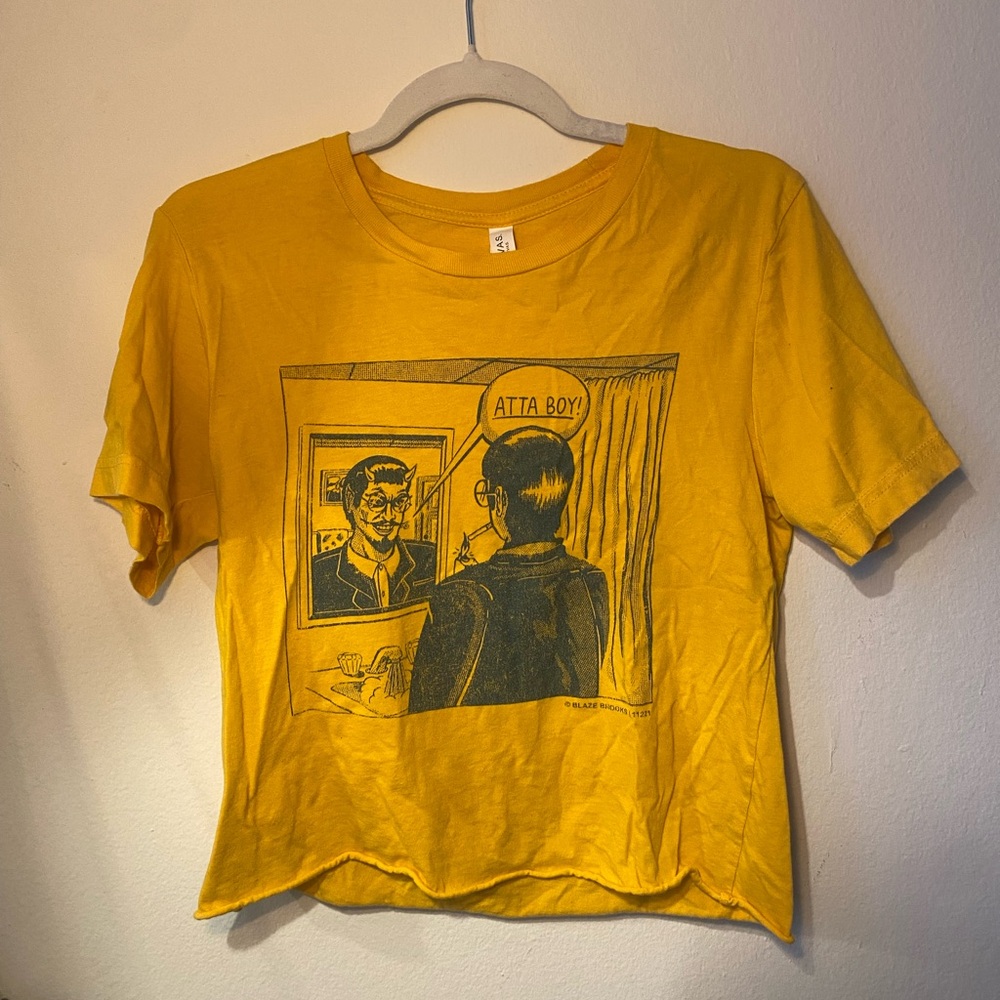 Blaze Brooks Atta Boy! Yellow Crop Top